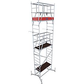 Arbeitsgerüst 2. Aufstockung MONTO® ClimTec, zusätzliche Arbeitshöhe 2 m, höhenverstellbare Belagbühne mit Luke, V-Traverse, bis 200 kg/m², Aluminium
