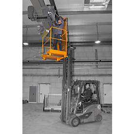 Arbeitskorb Bauer Typ SIKO-G, entspricht DGUV 208-031, bis 2 Personen & bis 300 kg, Standfläche 740 x 1140 mm, Werkzeugablage & Einfahrtaschen, Stahl