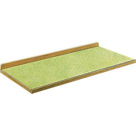 Arbeitsplatte, 45 mm stark, Gewindehülsen, grüne Kunststoffbeschichtung, mit Hartholzrahmen, L 1500/2000 x B 700 mm