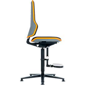 Arbeitsstuhl bimos NEON, Permanentkontakt, Grundmodell ohne Polsterelement, Gleiter + Aufstieg, Flexband orange