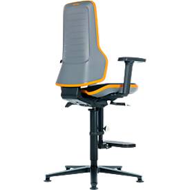Arbeitsstuhl bimos NEON, Permanentkontakt, Grundmodell ohne Polsterelement, Gleiter + Aufstieg, Flexband orange