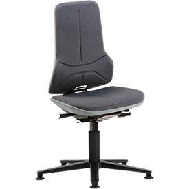 Arbeitsstuhl bimos NEON, Permanentkontakt, Grundmodell ohne Polsterelement, mit Gleitern, Flexband grau