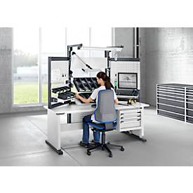 Arbeitsstuhl bimos NEON, Permanentkontakt, Grundmodell ohne Polsterelement, mit Rollen, Flexband blau