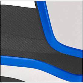 Arbeitsstuhl bimos NEON, Synchronmechanik, Grundmodell ohne Polsterelement, mit Gleitern, Flexband blau