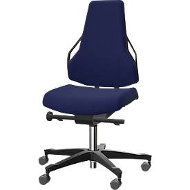 Arbeitsstuhl Dauphin Tec Identity, ohne Armlehnen, Synchronmechanik, Muldensitz, Lordosenstütze, Stoffbezug, blau/blau