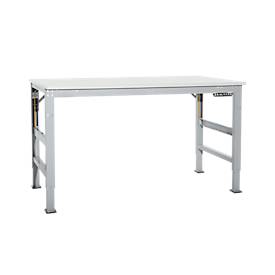 Arbeitstisch Ergo, Elektro-Hydraulik, Platte Kunststoff , 2500 x 800 mm, alusilber