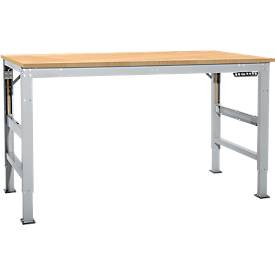 Arbeitstisch Ergo, Elektro-Hydraulik, Platte Multiplex, 1250 x 800 mm, alusilber