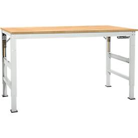 Arbeitstisch Ergo, Elektro-Hydraulik, Platte Multiplex, 1750 x 800 mm, lichtgrau