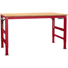Arbeitstisch Ergo, Elektro-Hydraulik, Platte Multiplex, 1750 x 800 mm, rubinrot