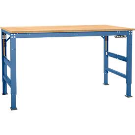 Arbeitstisch Ergo, Elektro-Hydraulik, Platte PVC Dekor, 1250 x 800 mm, brillantblau