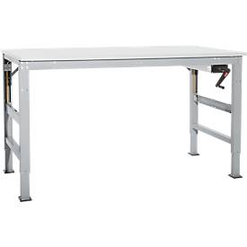 Arbeitstisch Ergo K, m. Kurbel, 1750 x 800 mm, Tischplatte Kunststoff, alusilber