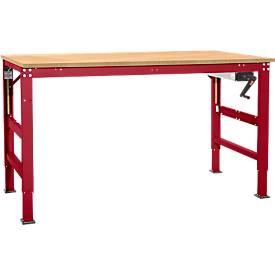 Arbeitstisch Ergo K, m. Kurbel, 2000 x 800 mm, Tischplatte Multiplex, rubinrot