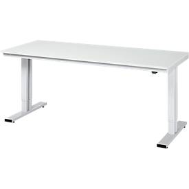 Arbeitstisch Serie adlatus 300, Melamin-Platte, elektrisch höhenverstellbar, Tiefe 800 oder 1000 mm