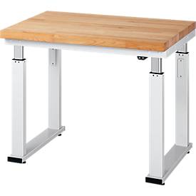 Arbeitstisch Serie adlatus 600, 1000 x 700 x 740-1140 mm, Buche-Massiv-Platte