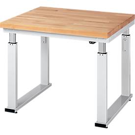 Arbeitstisch Serie adlatus 600, 1000 x 900 x 740-1140 mm, Buche-Massiv-Platte