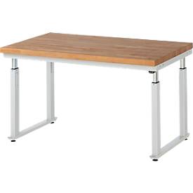 Arbeitstisch Serie adlatus 600, 1500 x 900 x 740-1140 mm, Buche-Massiv-Platte