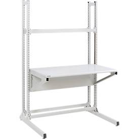 Arbeitstisch TRESTON Quick Edge, rechteckig, manuell höhenverstellbar, bis 100 kg, B 1200 x T 700 x H 1930 mm, Stahl & Aluminium, lichtgrau RAL 7035