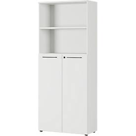 Archiefkast Agenda, 5 OH, B 800 x H 1970 x D 400 mm, 2 open vakken, afsluitbaar, lichtgrijs