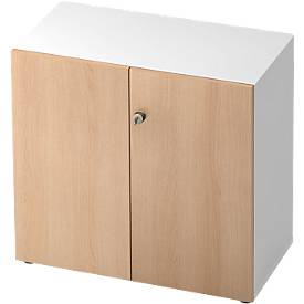 Archivador TOPAS LINE, 2 alturas de archivador, puertas con cerradura, decoración blanco/roble