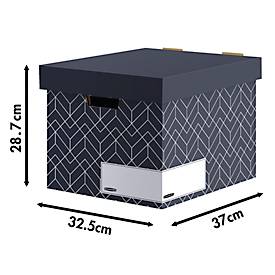 Archivbox BANKERS BOX® Décor, FSC®-zertifizierter Karton, L 390 x B 340 x H 291 mm, für DIN A4-Formate, mitternachtsblau, 5 Stück