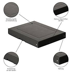 Archivbox Falken PURE Box Black A4, für bis zu 500 Blatt, mit Beschriftungsfeld, L 320 x B 240 x Füllhöhe 40 mm, Blauer Engel, FSC®-Pappe, schwarz