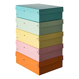 Archivbox Falken PURE Box Pastell A4, für bis zu 1250 Blatt, mit Beschriftungsfeld, L 320 x B 240 x Füllhöhe 100 mm, FSC®-Pappe, farbsortiert, 5 Stück