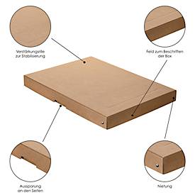 Archivbox Falken PureBox Nature A3, für bis zu 500 Blatt, mit Beschriftungsfeld, L 440 x B 320 x Füllhöhe 40 mm, FSC®-Pappe, braun