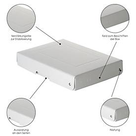 Archivbox Falken PureBox PRO A3, für bis zu 1250 Blatt, DIN ISO 16245-A, mit Beschriftungsfeld, L 440 x B 320 x Füllhöhe 100 mm, FSC®-Pappe, weiß