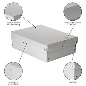 Archivbox Falken PureBox PRO A4, für bis zu 1250 Blatt, DIN ISO 16245-A, mit Beschriftungsfeld, L 320 x B 240 x Füllhöhe 100 mm, FSC®-Pappe, weiß
