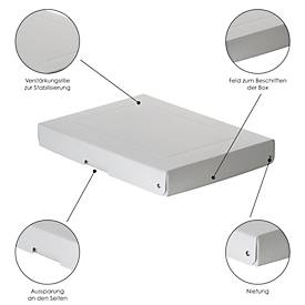 Archivbox Falken PureBox PRO A4, für bis zu 500 Blatt, DIN ISO 16245-A, mit Beschriftungsfeld, L 320 x B 240 x Füllhöhe 40 mm, FSC®-Pappe, weiß