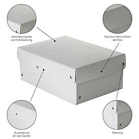 Archivbox Falken PureBox PRO A5, für bis zu 1250 Blatt, DIN ISO 16245-A, mit Beschriftungsfeld, L 250 x B 180 x Füllhöhe 100 mm, FSC®-Pappe, weiß