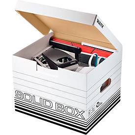 Archivbox Leitz Solid Box M 6118, mit Klappdeckel & Aufbau-Automatik, 10 Stück, weiß