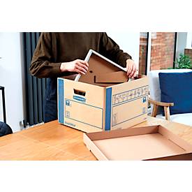 Archivbox SmoothMove™ Prime FastFold®, Volumen 47,5 l, vorgedruckte Beschriftungsfelder, abnehmbarer Deckel, Tragegriffe, stapelbar, FSC®-Karton, 100 % recycelbar, 5 Stück