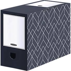 Archivschachtel BANKERS BOX® Décor, FSC®-zertifizierter Karton, B 150 x T 345 x H 253 mm ,für DIN A4 Formate, mitternachtsblau, 5 Stück