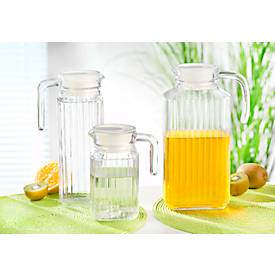 Arcoroc QUADRO Krug 1,1 L – schlankes Design passt in jede Kühlschranktür, weißer Kunststoffdeckel, 244 × 89 mm