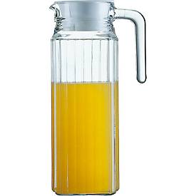 Arcoroc QUADRO Krug 1,1 L – schlankes Design passt in jede Kühlschranktür, weißer Kunststoffdeckel, 244 × 89 mm