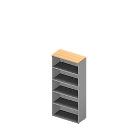 ARLON OFFICE boekenkast, 5 OH, 3 verstelbare legborden, B 900 x D 450 x H 2000 mm, beukendecor/aluminium
