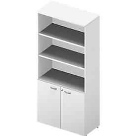 ARLON OFFICE combi-boekenkast, 5 OH, B 900 x D 450 x H 2000 mm, wit/wit