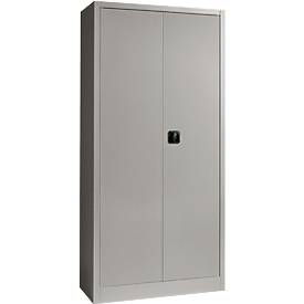 Armario universal Schäfer Shop Pure, 5 OH, 4 estantes, con cerradura, ancho 950 x fondo 400 x alto 1935 mm, acero, aluminio blanco RAL 9006/aluminio blanco RAL 9006