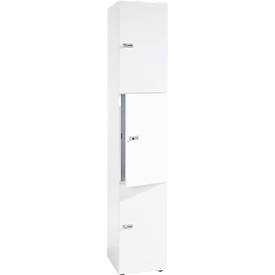 Armoire à casiers verrouillables Topas Line, 6 hauteurs de classeurs, 3 compartiments, serrure à cylindre, L 400 x P 420 x H 2156 mm, blanc/blanc
