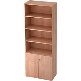 Armoire à étagères TOPAS LINE, 4 HC Étagère/2 HC Portes, noyer/noyer
