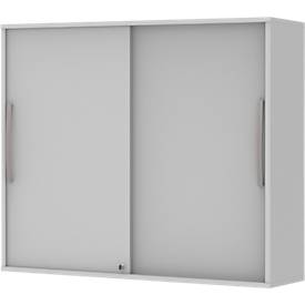 Armoire à monter à porte coulissante BARI, 4 tablettes, serrure, avec cloison médiane, l. 1200 x P 430 x H 1057 mm, gris clair