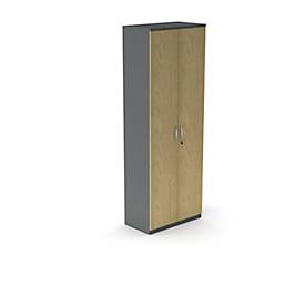 Armoire à portes battantes NEVADA - en bois - l. 800 x P 445 x H 2225 mm - 6 HC - gris foncé/chêne