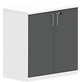 Armoire à portes battantes NEVADA - en bois - l. 800 x P 445 x H 825 mm - 2 HC - blanc et gris foncé