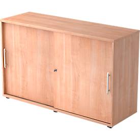 Armoire à portes coulissantes, 2 HC, l. 1200 x P 400 x H 748 mm, coloris noyer