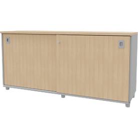 Armoire à portes coulissantes ARLON OFFICE, 2 compartiments, verrouillable, poignées coquilles, L 1600 x P 450 x H 730 mm, décor chêne