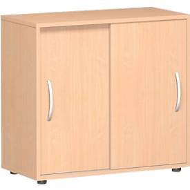 Armoire à portes coulissantes PALENQUE, 2 HC, l. 800 x P 400 x H 752 mm, coloris hêtre