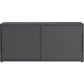Armoire à portes coulissantes Porto, 2 portes, montant central et 4 tablettes, 1 HC, L 1600 x P 400 x H 740 mm, graphite