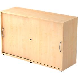 Armoire à portes coulissantes TARA, 2 hauteurs de classeur, l. 1200 x P 400 x H 748 mm, verrouillable et empilable, coloris érable