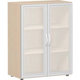 Armoire à portes vitrées ALICANTE, 3 hauteurs de classeurs, l. 800 x P 420 x H 1104 mm, coloris érable